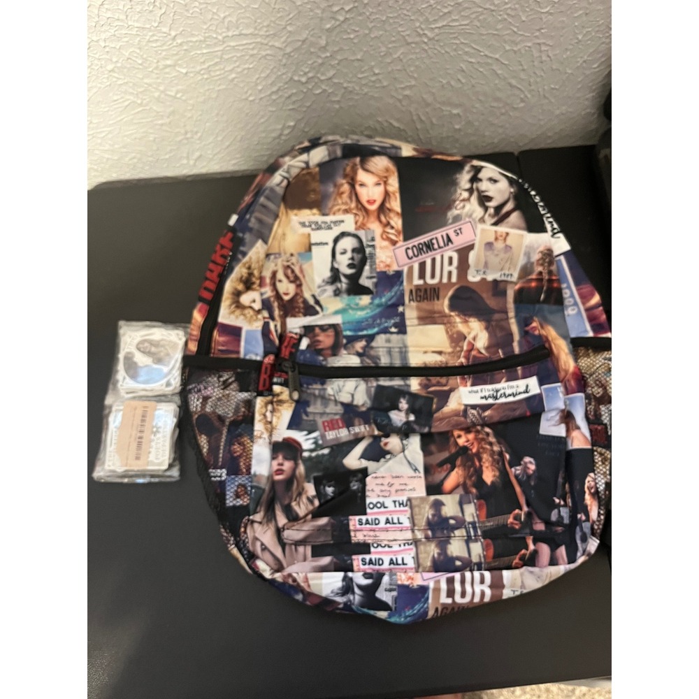 Taylor Swift‎ Eras Tour Collage Backpack Bundle with TTPD Stickers Multicolor